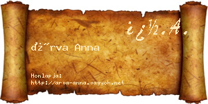 Árva Anna névjegykártya