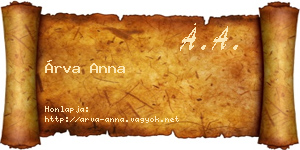 Árva Anna névjegykártya