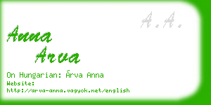 anna arva business card